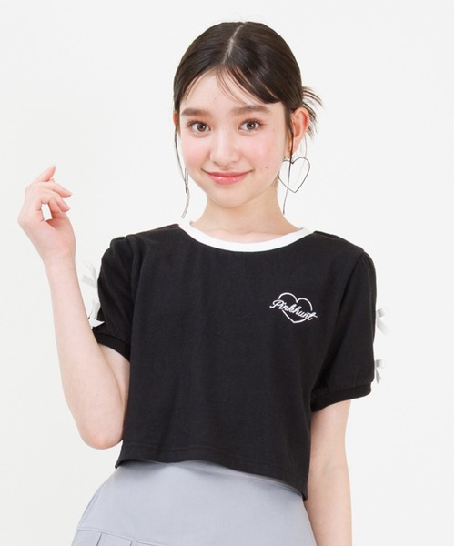 PINKHUNT（ピンクハント） tシャツ リボン付き 2本ライン Tシャツ