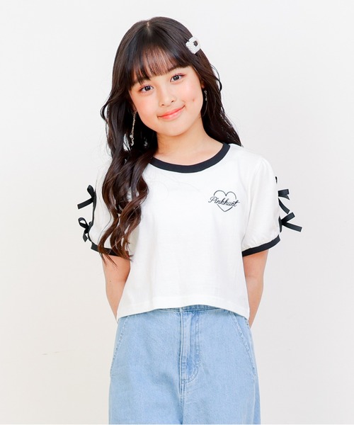 PINKHUNT（ピンクハント） tシャツ リボン付き 2本ライン Tシャツ