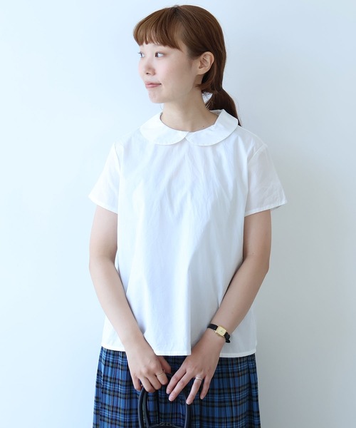 ビュルデサボン　丸衿半袖ブラウス bulle de savon ブラウス シャツ itsumo 丸衿半袖ブラウス