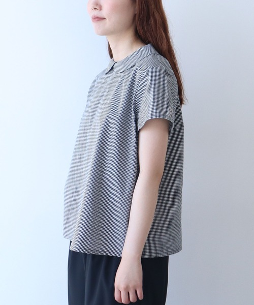 bulle de savon ブラウス シャツ itsumo 丸衿半袖ブラウス