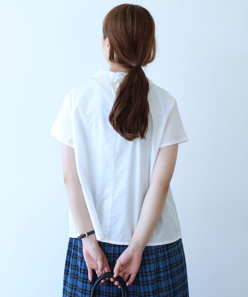 bulle de savon ブラウス シャツ itsumo 丸衿半袖ブラウス