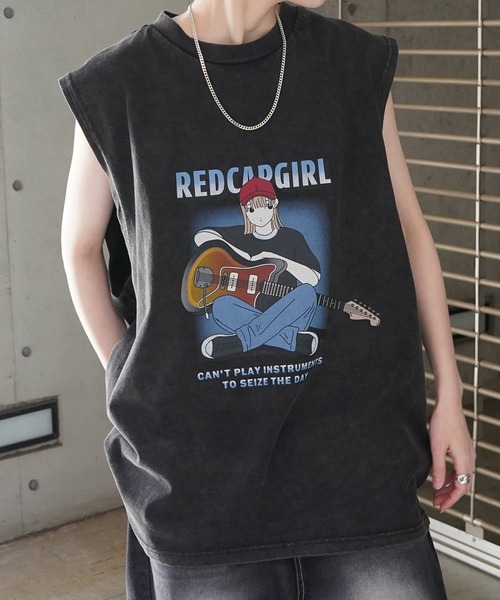 「Red Cap Girl」 ノースリーブトップス L ブラック メンズ