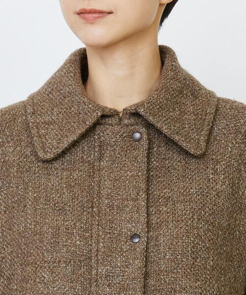 LOISIR ステンカラーコート コート リネンウールツイードステンカラー