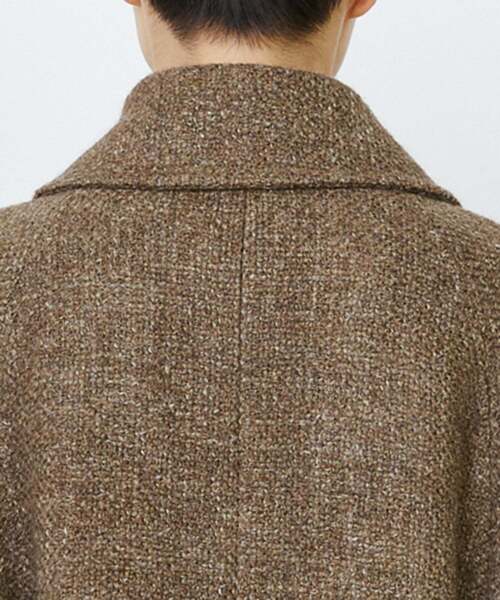 LOISIR ステンカラーコート コート リネンウールツイードステンカラー