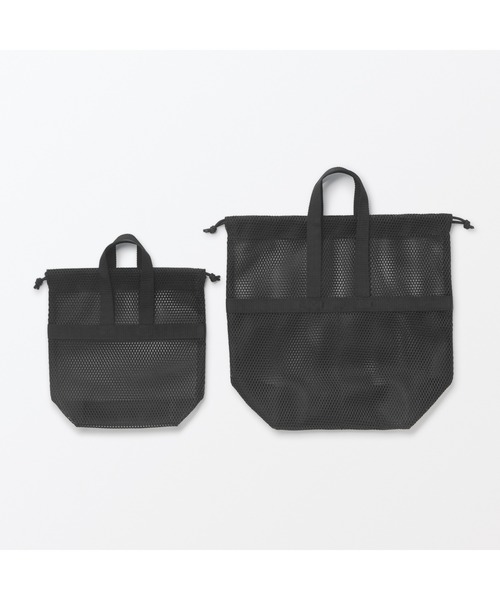 未使用！ch!iii メッシュ巾着 無印良品（MUJI） 旅行 立体メッシュ持ち手付き巾着 S 約23×8