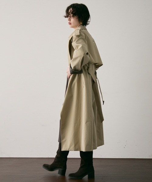 Trish（トリッシュ） トレンチコート コート ヴィーガンレザー配色