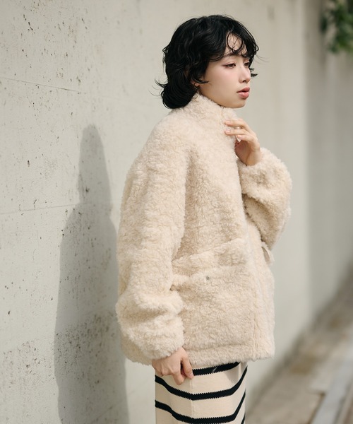 コート アウター wool boa double pocket coat /ウールボアダブル