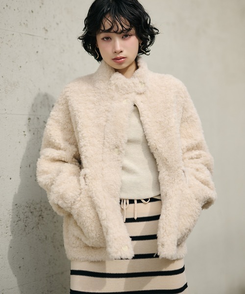 コート アウター wool boa double pocket coat /ウールボアダブル