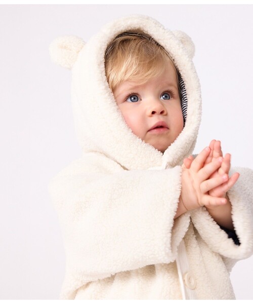 PETIT BATEAU（プチバトー） ポンチョ 耳付きボアジャケット キッズ
