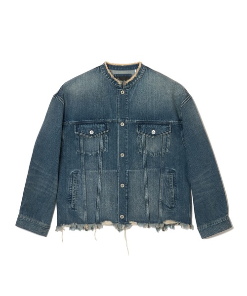 Denim Trucker Jacket Mサイズ デニム ジャケット Ｇシャン MSML デニムジャケット gジャン CUT OFF DENIM JACKET メンズ