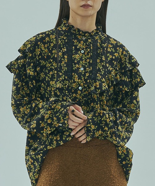 ROSE BUD（ローズバッド） ブラウス シャツ FLOWER PRINT BLOUSE