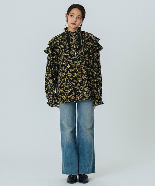 ROSE BUD（ローズバッド） ブラウス シャツ FLOWER PRINT BLOUSE