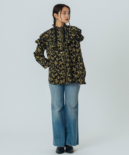 ROSE BUD（ローズバッド） ブラウス シャツ FLOWER PRINT BLOUSE