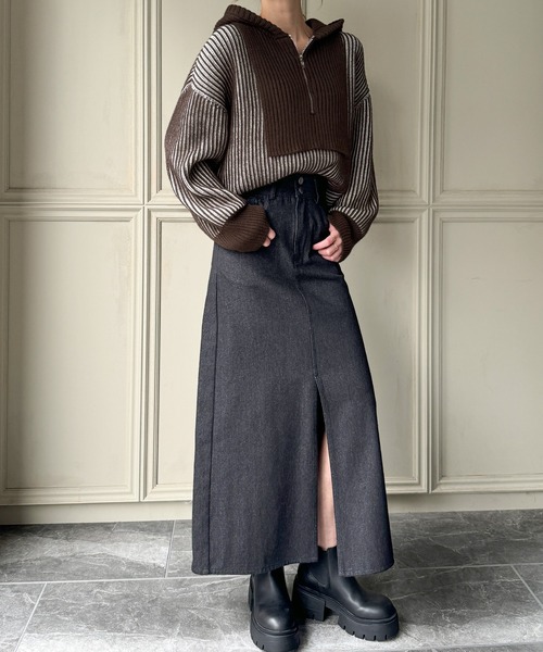 「JUNOAH」 長袖ニット MEDIUM グリーン レディース_画像4