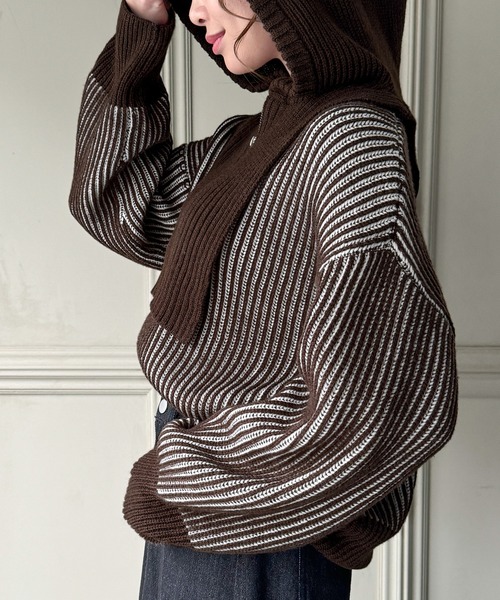 「JUNOAH」 長袖ニット MEDIUM グリーン レディース_画像5