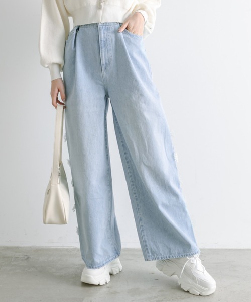 「OLIVE des OLIVE」 デニムパンツ MEDIUM グレー レディース_画像2
