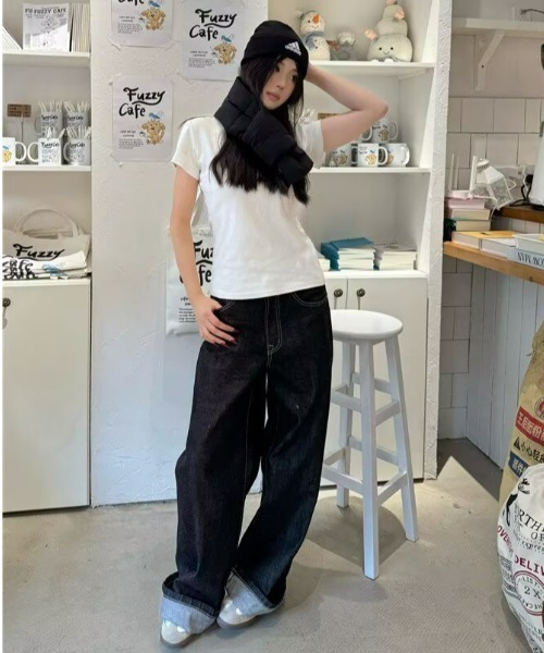 ワイドパンツ パンツ カーブドワイドレッグデニム メンズ レディース