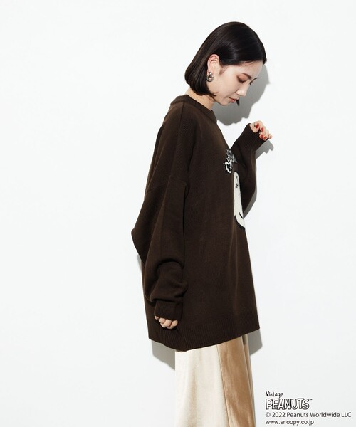 「FREAK'S STORE」 長袖ニット「PEANUTSコラボ」 MEDIUM ネイビー メンズ_画像3