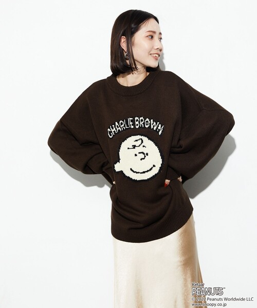 「FREAK'S STORE」 長袖ニット「PEANUTSコラボ」 MEDIUM ネイビー メンズ_画像5