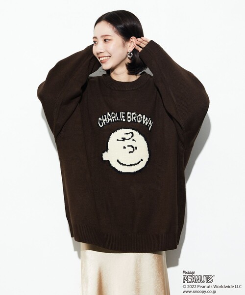 「FREAK'S STORE」 長袖ニット「PEANUTSコラボ」 MEDIUM ネイビー メンズ_画像8