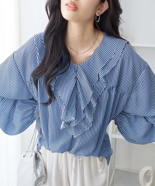 ブラウス シャツ 夏 フリル衿ブラウス レディース : ZOZOTOWN Yahoo!店