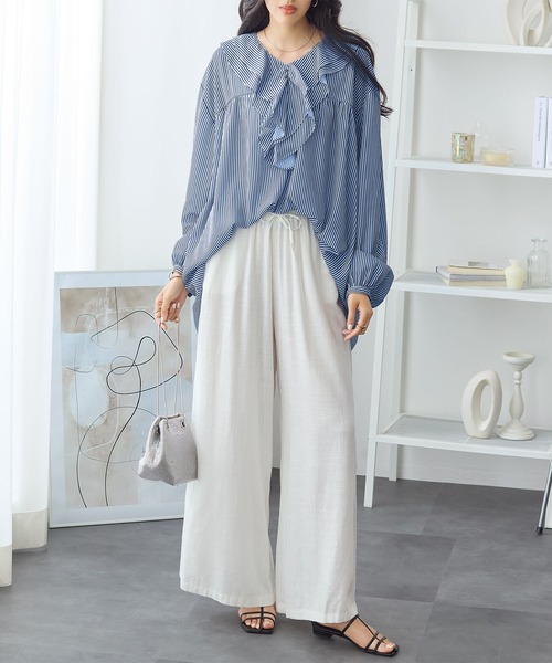 ブラウス シャツ 夏 フリル衿ブラウス レディース : ZOZOTOWN Yahoo!店