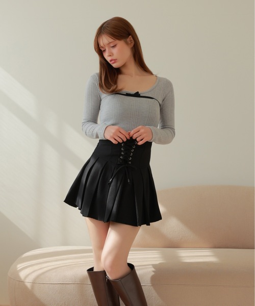 M DOLLY スカート lace up high waist carina skirt/レースアップハイ