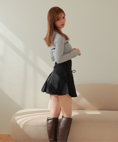 M DOLLY スカート lace up high waist carina skirt/レースアップハイ