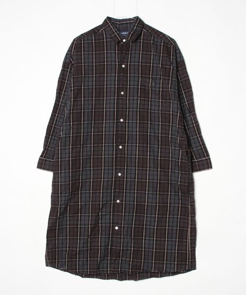 GYMPHLEX（ジムフレックス） チェック柄シャツワンピース 14 ブラウン 