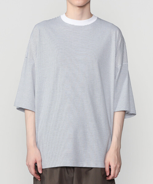 tシャツ handvaerk | 60/2 ビッグクルーネックTシャツ STRIPE MEN メンズの画像