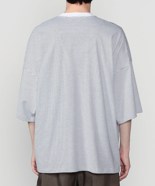 tシャツ handvaerk | 60/2 ビッグクルーネックTシャツ STRIPE MEN メンズの画像