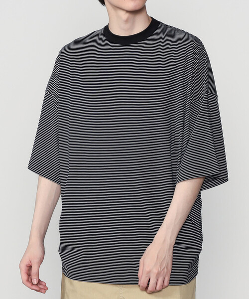 tシャツ handvaerk | 60/2 ビッグクルーネックTシャツ STRIPE MEN メンズの画像