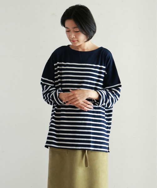 tシャツ パネルボーダー バスクシャツ レディース