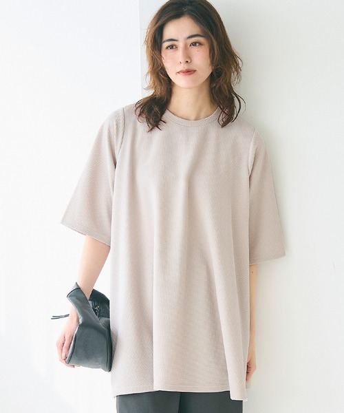 tシャツ エンボス加工Aライン半袖チュニック レディース | coca | 03