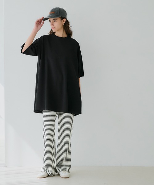 tシャツ エンボス加工Aライン半袖チュニック レディース | coca | 10