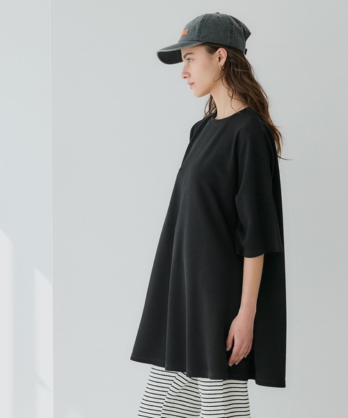 tシャツ エンボス加工Aライン半袖チュニック レディース | coca | 11