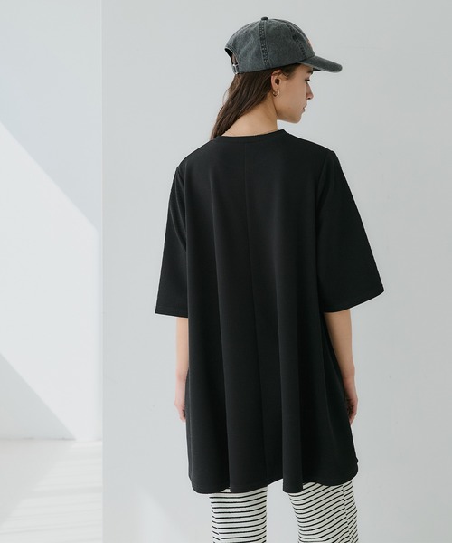 tシャツ エンボス加工Aライン半袖チュニック レディース | coca | 13