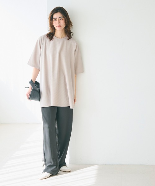 tシャツ エンボス加工Aライン半袖チュニック レディース | coca | 14