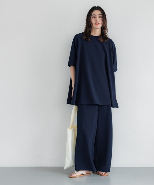 tシャツ エンボス加工Aライン半袖チュニック レディース | coca | 18
