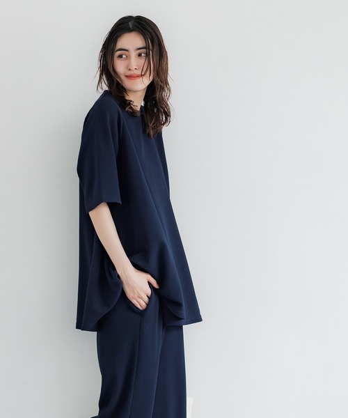 tシャツ エンボス加工Aライン半袖チュニック レディース | coca | 19
