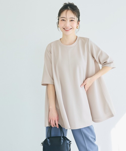 coca（コカ） tシャツ エンボス加工Aライン半袖チュニック レディース