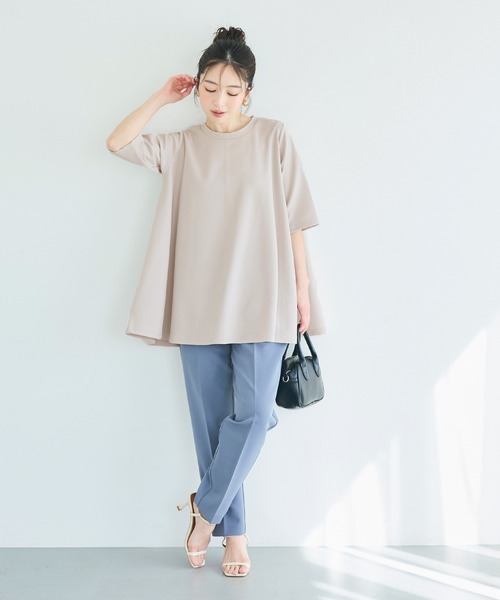 coca（コカ） tシャツ 半袖 エンボス加工Aライン半袖チュニック