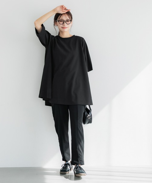 coca（コカ） tシャツ エンボス加工Aライン半袖チュニック レディース