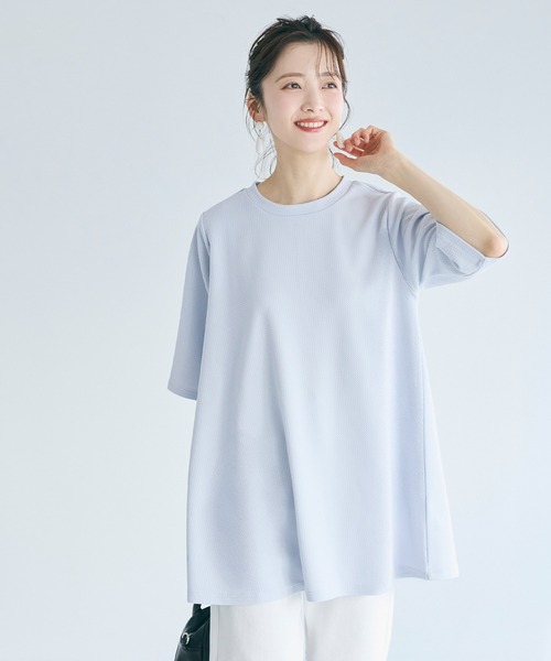 coca（コカ） tシャツ エンボス加工Aライン半袖チュニック レディース