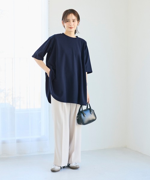 coca（コカ） tシャツ エンボス加工Aライン半袖チュニック レディース