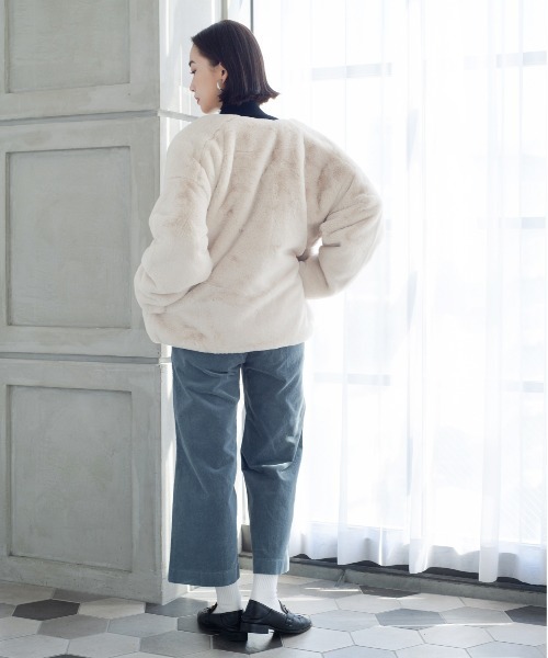 StyleSea（スタイルシー） ノーカラーコート コート フェイクファー