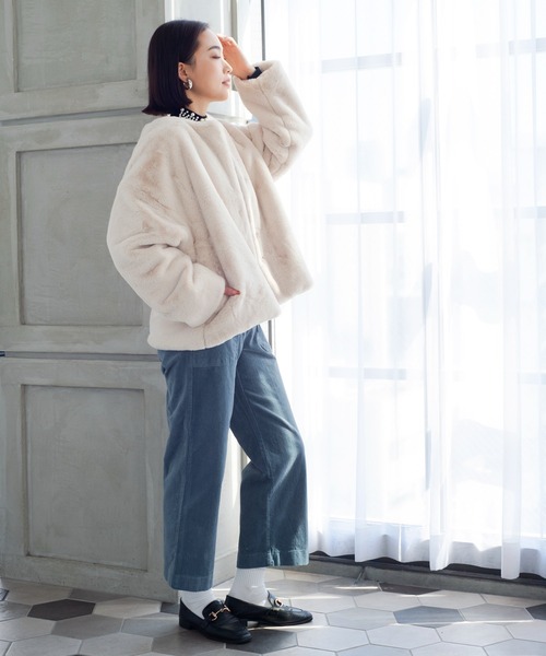 Style Sea フェイクファーノーカラーショートコート StyleSea フェイクファーノーカラーショートコート レディース