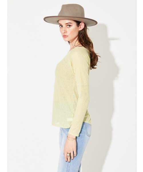 ALEXIA STAM（アリシアスタン） tシャツ Sheer Rib Long Sleeve Top