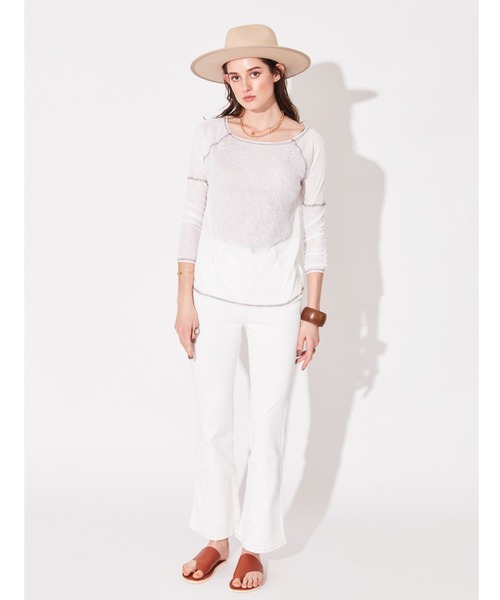 ALEXIA STAM（アリシアスタン） tシャツ Sheer Rib Long Sleeve Top