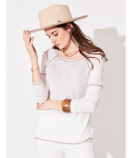 ALEXIA STAM（アリシアスタン） tシャツ Sheer Rib Long Sleeve Top